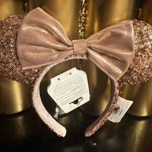Disney Sequin Minnie Mouse Ears Headband - Pink Rose Gold NWT
